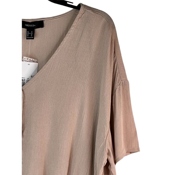 NWT Forever 21 Women's Boho Woven Loose Mid Drift Top Size 1X Tan - Picture 2 of 8